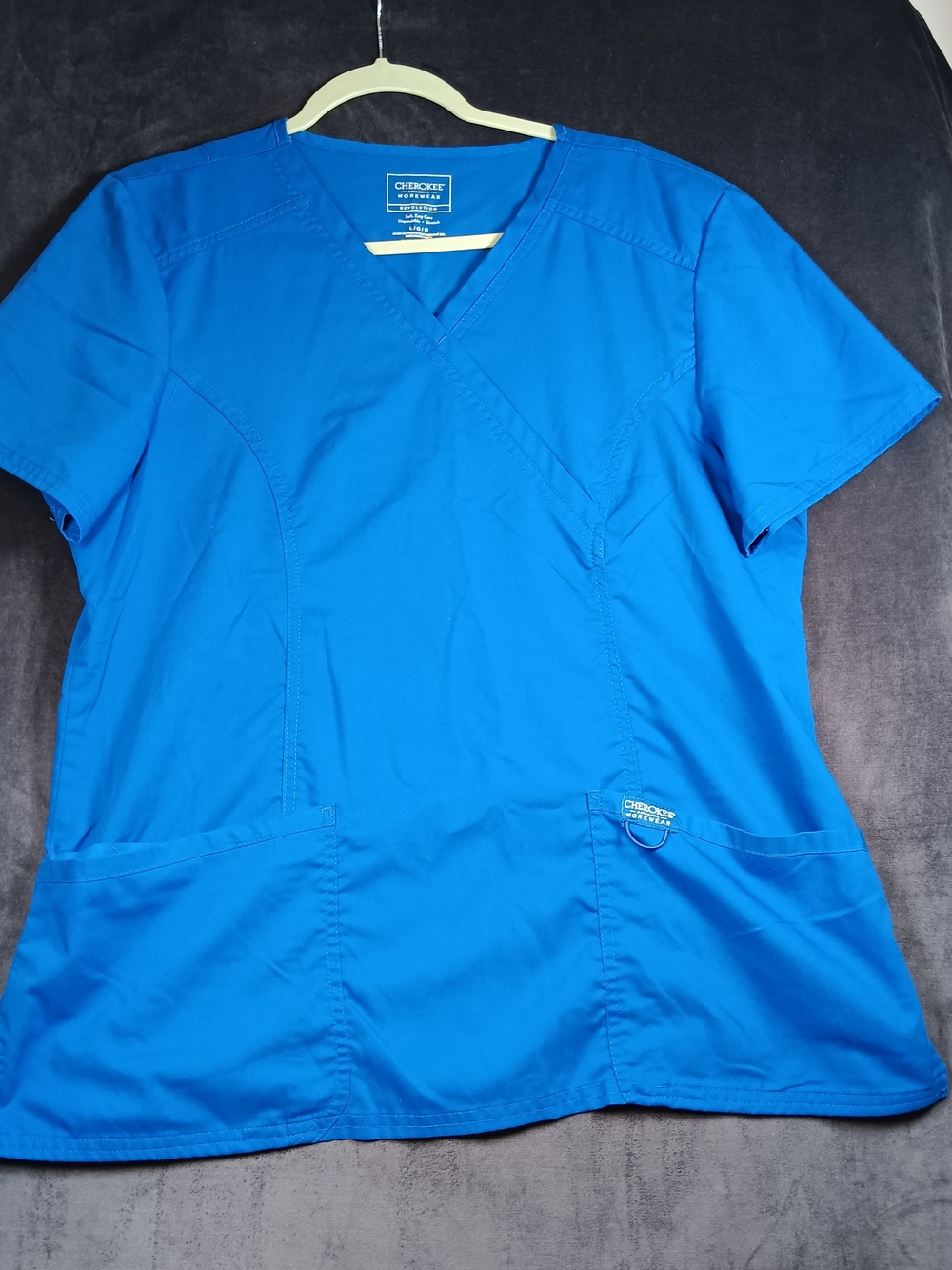 Cherokee Revolution Blue Workwear V-Neck Scrub Top